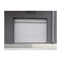 Porte de garage enroulable + hublot 2x2.40m alu Blanc