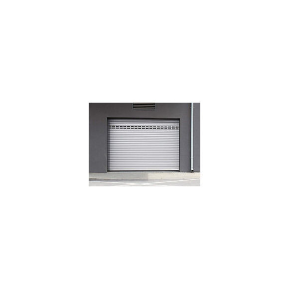 Porte de garage enroulable + hublot 2x2.40m alu Blanc