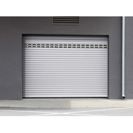 Porte de garage enroulable + hublot 2x2.40m alu Blanc