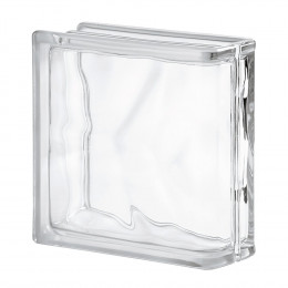 Brique de verre nuagée incolore