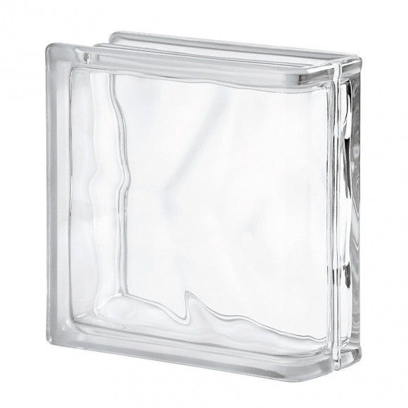 Brique de verre nuagée incolore