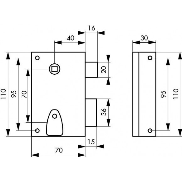 Serrure En Applique Thirard, Axe 40 Mm, À Poignée, Ouverture À Droite
