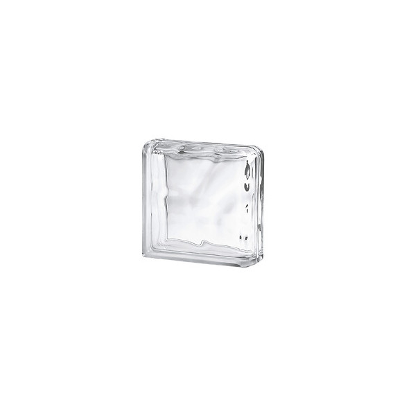 Brique de verre incolore wave
