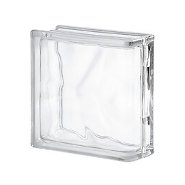 Brique de verre nuagée incolore