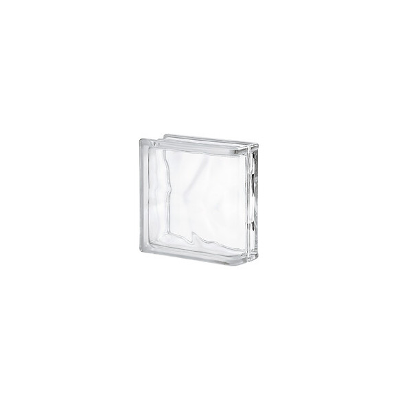 Brique de verre nuagée incolore