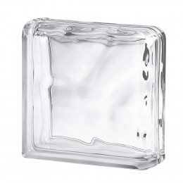Brique de verre incolore wave