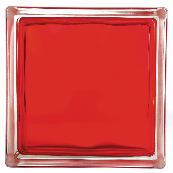 Brique de verre nuagée rouge