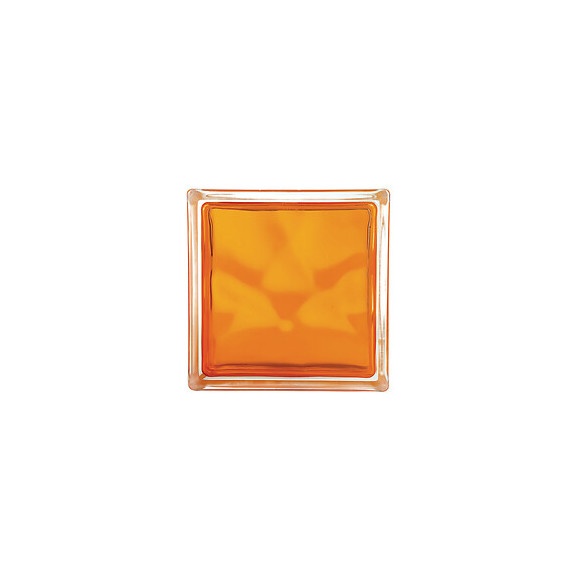 Brique de verre nuagée orange