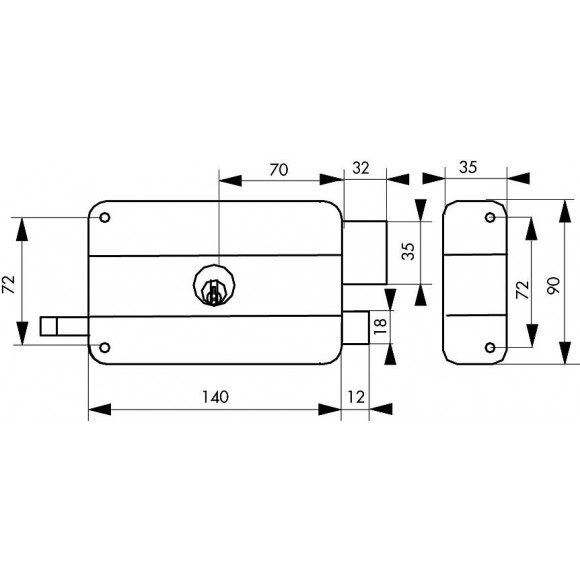 Serrure En Applique Thirard, Axe 70 Mm, À Tirage, Ouverture À Droite