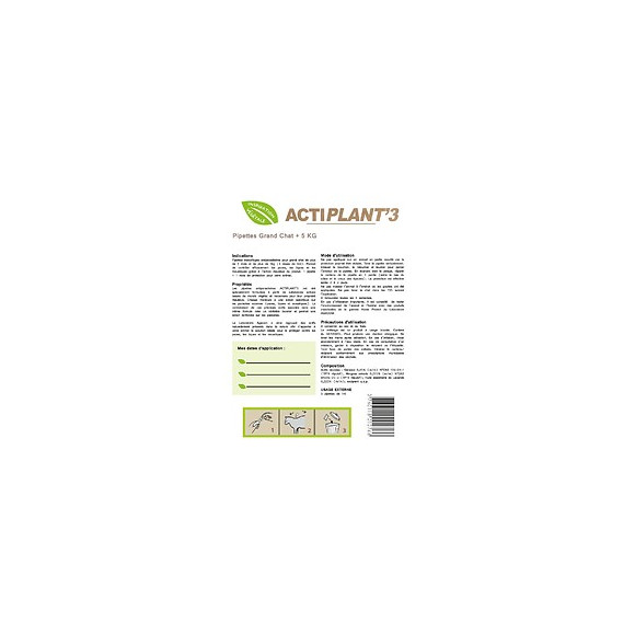 3 Pipettes antiparasitaires  ACTIPLANT'3 grand chat.