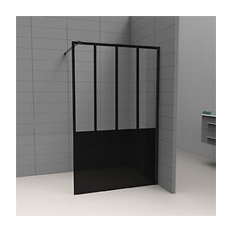 Paroi de douche à l'italienne industriel en verre sérigraphié noir