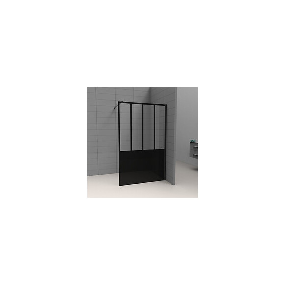 Paroi de douche à l'italienne industriel en verre sérigraphié noir