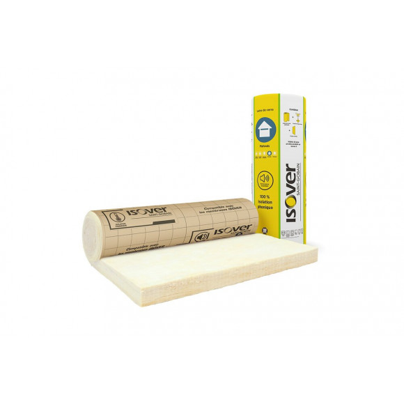 Rouleau laine de verre Plafonds 8x1.2m, épaisseur 100mm. R 2.5