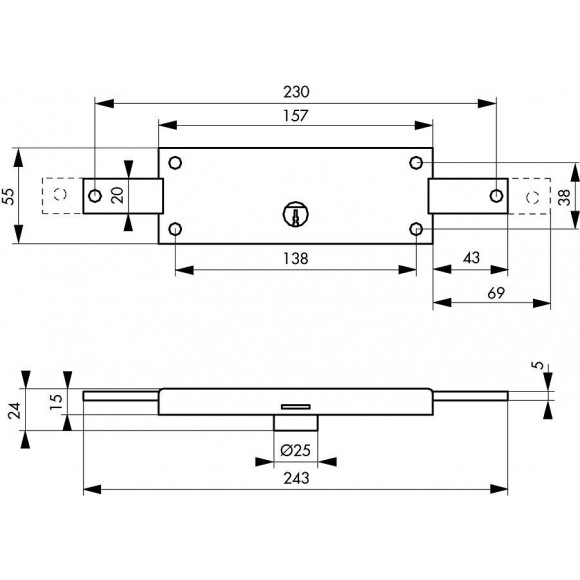 Boîtier En Applique Thirard, Axe 69 Mm, À Clé, Ouverture À Droite Ou À Gauche