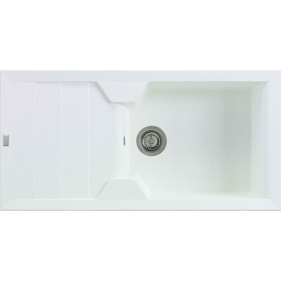 Evier Quartzolit Granit Victoria 1 Grand Bac 1 égouttoir 100x50 Blanc