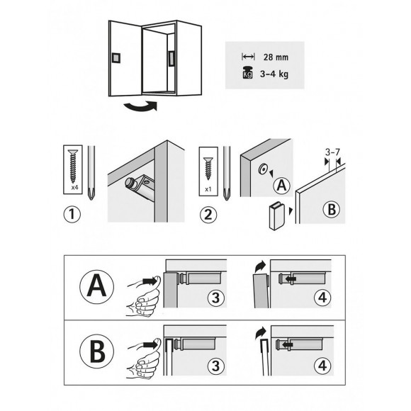 Loqueteau Magnétique Plastique Hettich, L.34 X L.28 Mm
