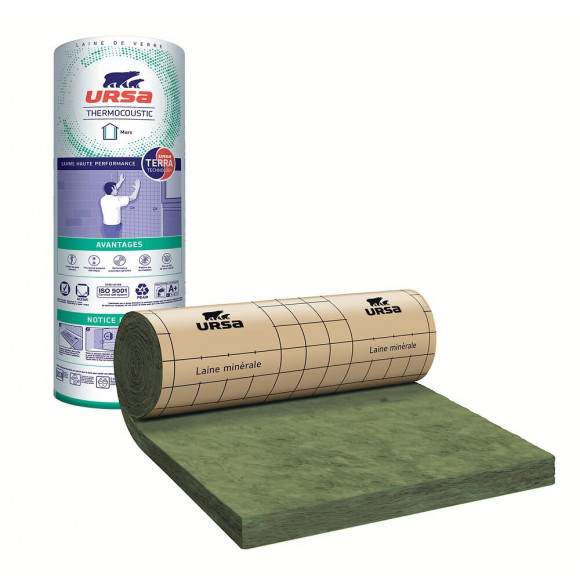 Rouleau Laine de verre 120mm semi-rigide revêtu