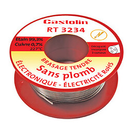 Fil étain spéc électro étain cuivre 0,7% diam 1 mm 100g ame décapante