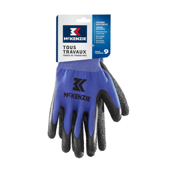 GANTS POLY BLEU LATEX NOIR MCKENZI, 8