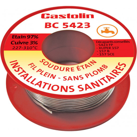 Fil étain pour installation sanitaire étain cuivre 3% diam 2 mm 100g