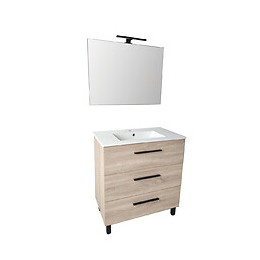 Meuble Nama pour plan vasque aspect bois avec miroir