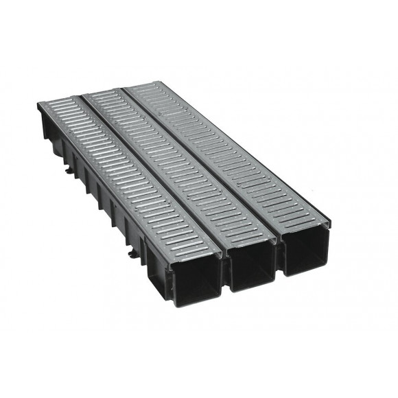 Kit 3 caniveaux largeur 100 grille passerelle