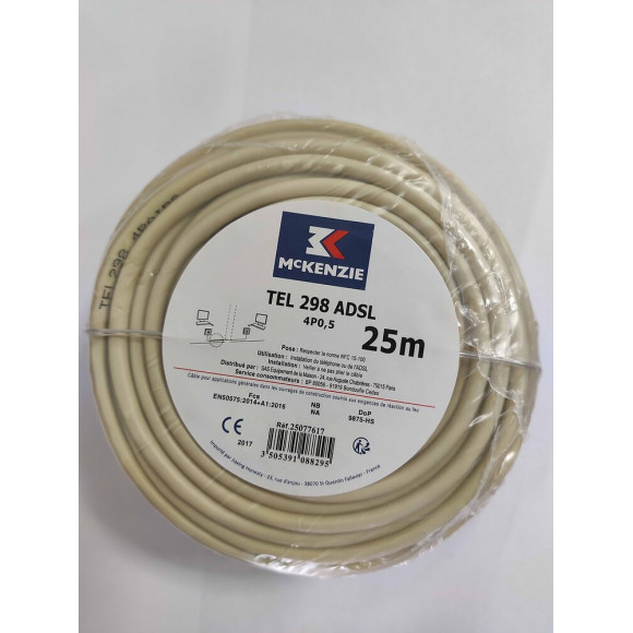 Câble téléphonique/ADSL L.25m - 4 paires type 298 ivoire
