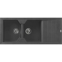 Evier en Quartzolit Granit Victoria 2 Bacs 1 égouttoir 116x50 Noir