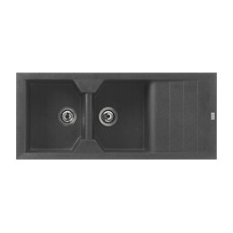 Evier en Quartzolit Granit Victoria 2 Bacs 1 égouttoir 116x50 Noir