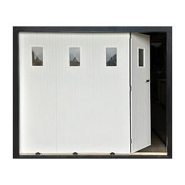 Porte de garage coulissante pvc avec hublots tab H.200x240cm