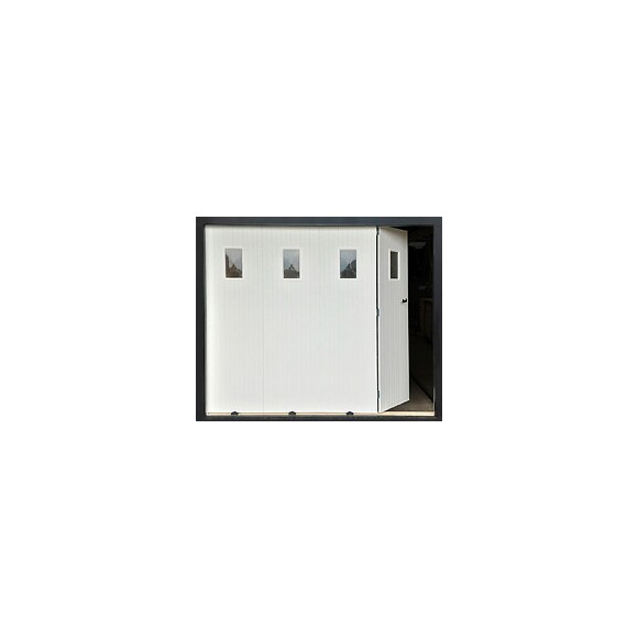 Porte de garage coulissante pvc avec hublots tab H.200x240cm