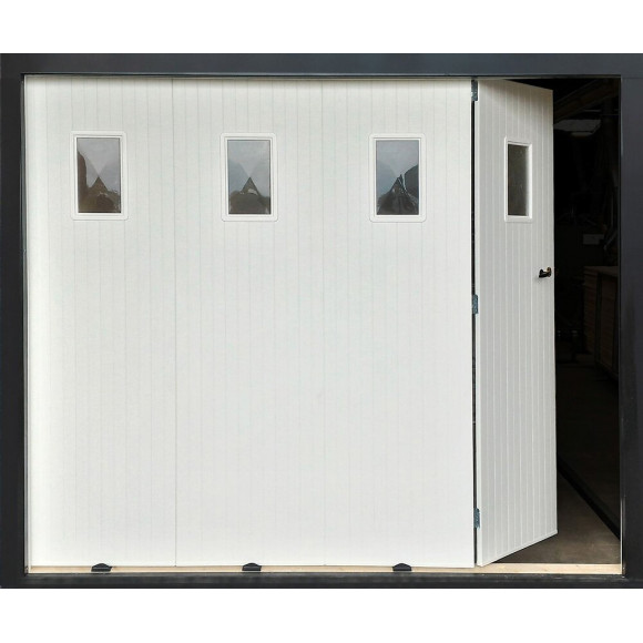 Porte de garage coulissante pvc avec hublots tab H.200x240cm