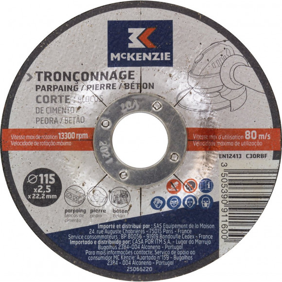 Disque à tronçonner matériaux d.115x2.5mm