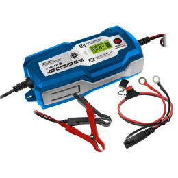 Dtools - Chargeur De Batterie Voiture Moto Avec Microprocesseur - 6v/12v - Capacité Batterie 3 Ah - 200 Ah - Bleu
