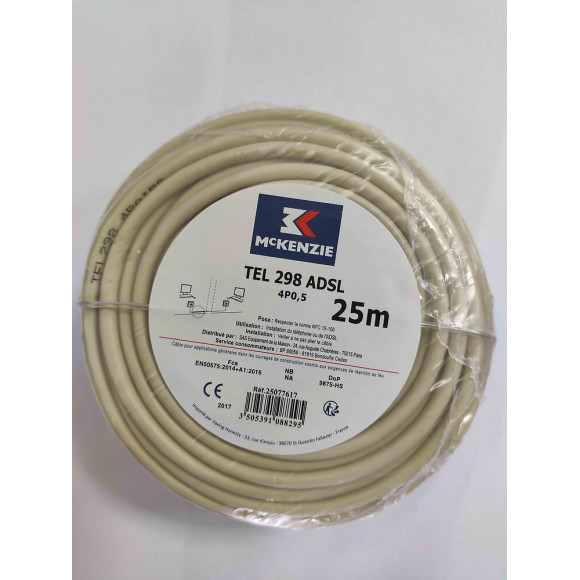 Câble téléphonique/ADSL L.10m - 4 paires type 298 ivoire