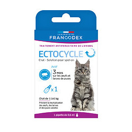Pipette antiparasitaire FRANCODEX Ectocycle chat de 1kg à 6kg