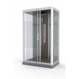 Cabine de douche rectangle structure alu laqué gris métal 90x115x230