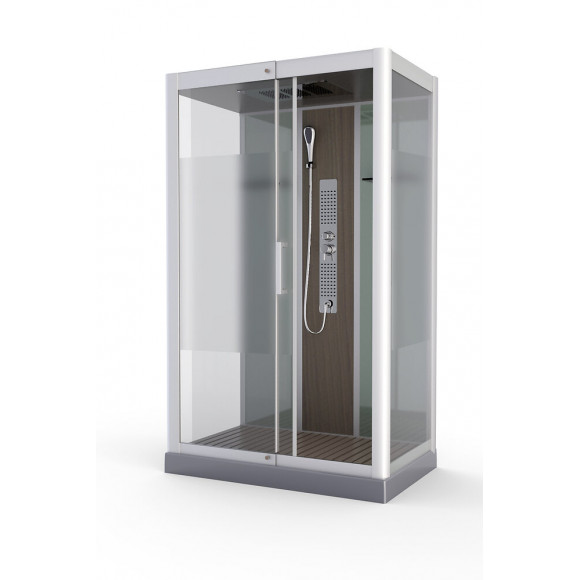 Cabine de douche rectangle structure alu laqué gris métal 90x115x230
