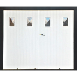 Porte de garage à la française pvc avec hublots tab H.200x240cm