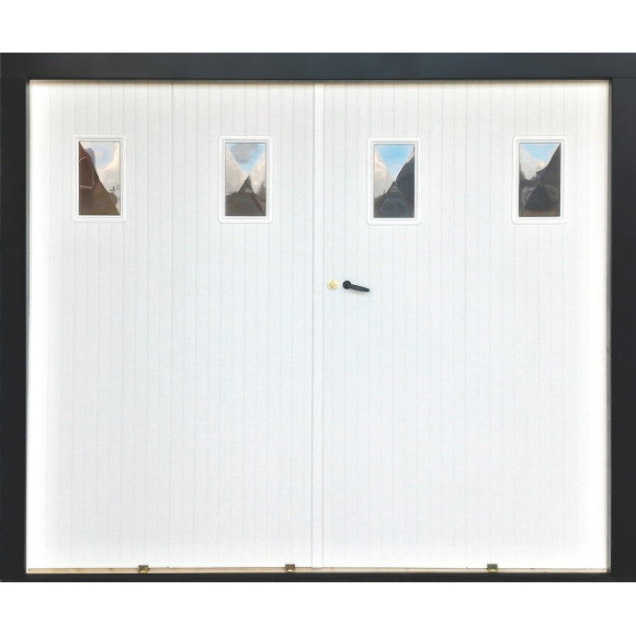 Porte de garage à la française pvc avec hublots tab H.200x240cm
