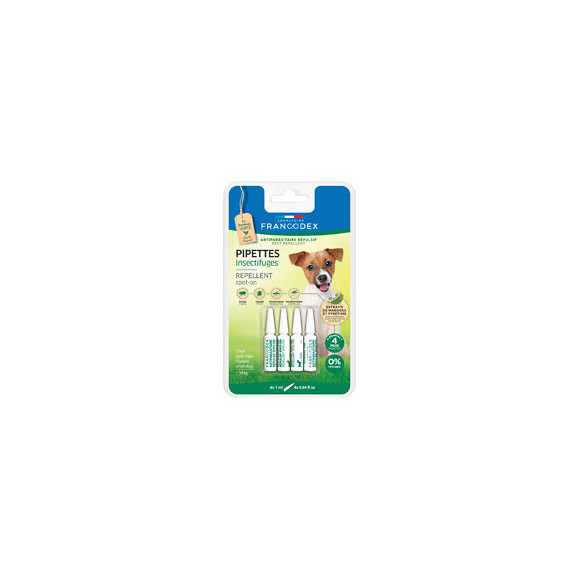Pipettes insectifuges petit chien -10kg x4