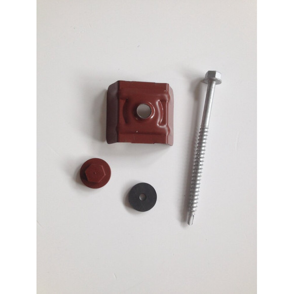 Kit fixations pour tôle acier galva nervuré 1045 rouge