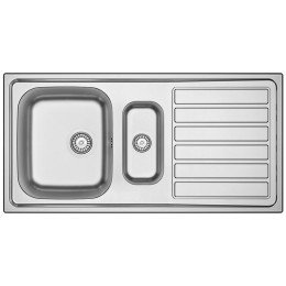 Evier à encastrer 1 bas + 1 égouttoir inox lisse