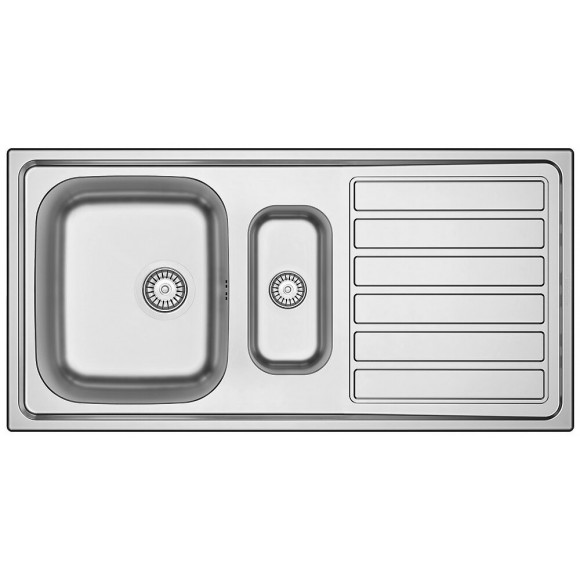 Evier à encastrer 1 bas + 1 égouttoir inox lisse