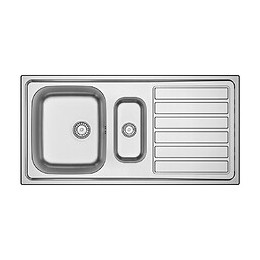 Evier à encastrer 1 bas + 1 égouttoir inox lisse