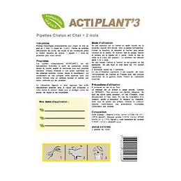 Pipettes antiparasitaires  ACTIPLANT'3 chaton et petit chat.