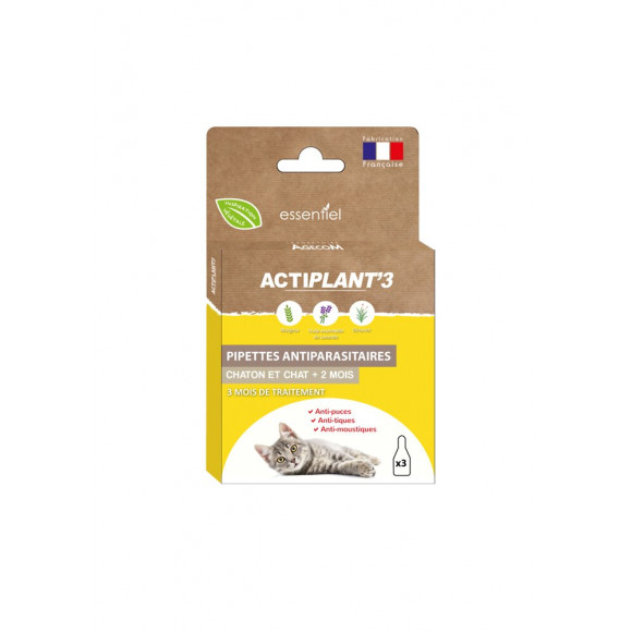 Pipettes antiparasitaires  ACTIPLANT'3 chaton et petit chat.