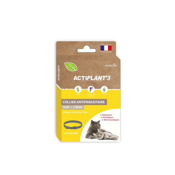 Collier antiparasitaire ACTIPLANT'3 gris chat