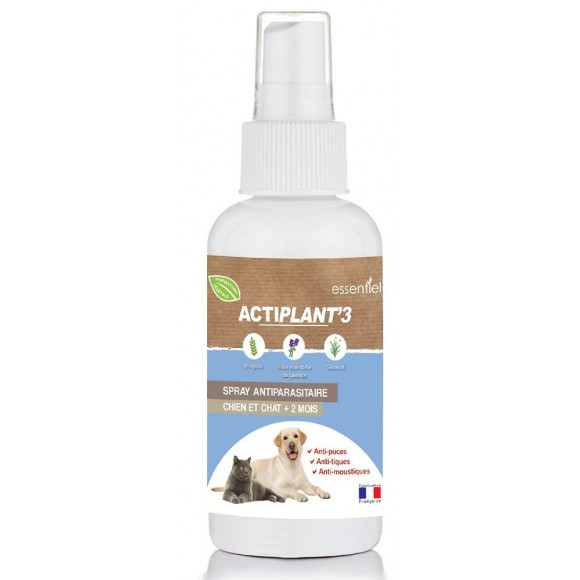 Spray antiparasitaire ACTIPLANT'3 100ml chien et chat
