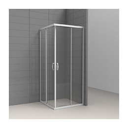 Angle de douche carré 80 x 80 cm en verre 4 mm transparent
